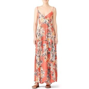 Intimately Free People Through the Vine Printed Maxi Dress M Coral Floral